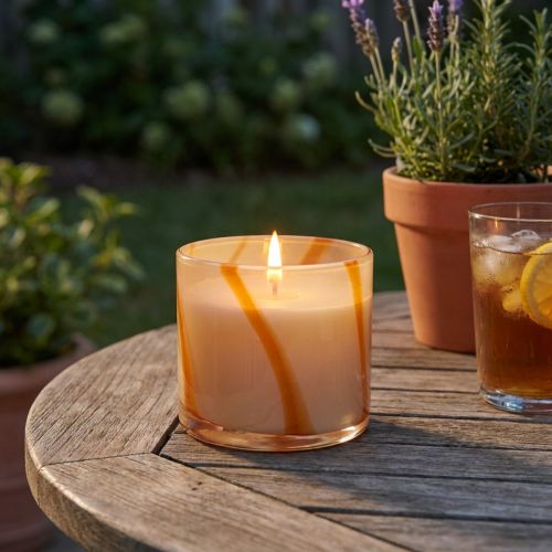 Duftlys i glass Citronella lys retro design Ø8cm H8cm | Floristik24.no