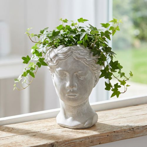 Plantepotte damehode dekorativ plantekasse hvitvasket 15×16×21cm | Floristik24.no