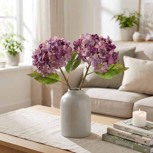 Kunstige hortensiaer lilla kunstige blomster hortensia 34 cm 2 stk | Floristik24.no