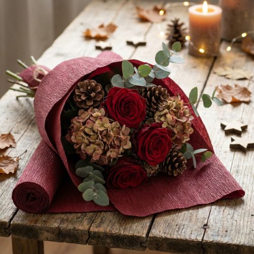 Florist crepe papir Bordeaux 50x250cm | Floristik24.no