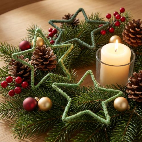 Stjerner jute til juledekorasjon julestjerner grønn 15cm 8 stk | Floristik24.no