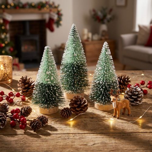 Mini kunstig juletre med snø Ø5 cm H10 cm 6 stk | Floristik24.no