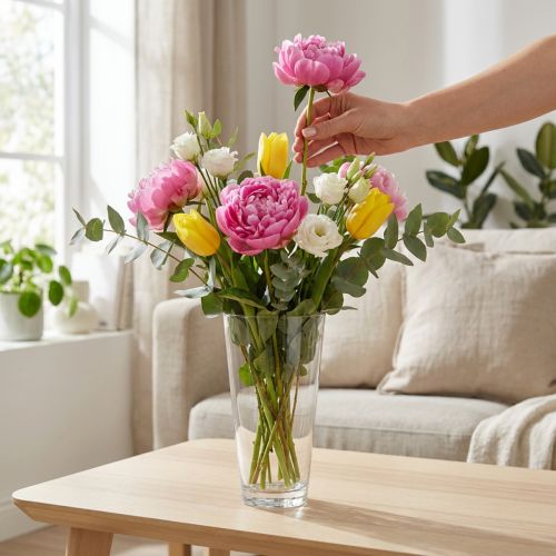Glassvase konisk blomstervase transparent Ø10cm H20cm | Floristik24.no