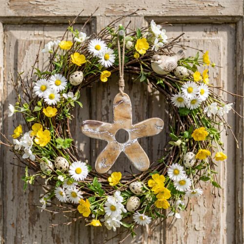 Blomst til å henge, tredekor med mønster, vårdekor natur, hvit H19,5cm | Floristik24.no