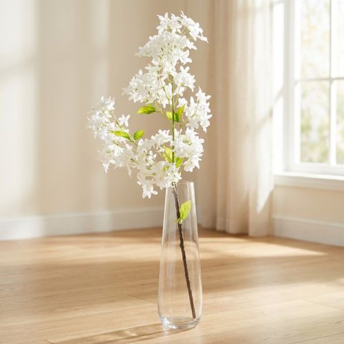 Kunstig lilla gren Hvite blomster L95cm | Floristik24.no