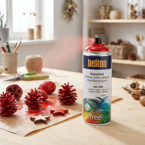 gjenstander Belton gratis vannlakk rød farge spray brannrød 400ml