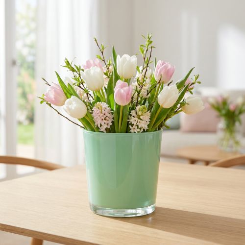 Glasspotte Ø11,5cm H10,8cm mintgrønn | Floristik24.no