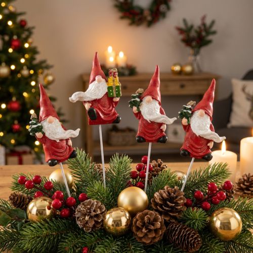Julenisse dekorativ plugg nisse nissen 7cm 4 stk | Floristik24.no