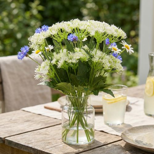 Dillblomstrende, kunstige urter, dekorativ plante grønn, hvit 49cm 9stk | Floristik24.no