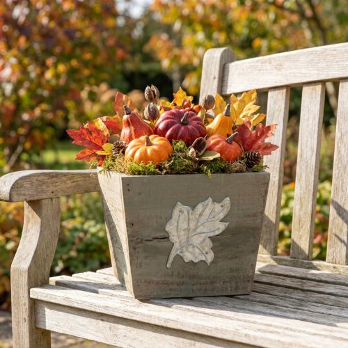 Shabby Chic Treplantekasse Grå 11×14,5×14cm | Floristik24.no