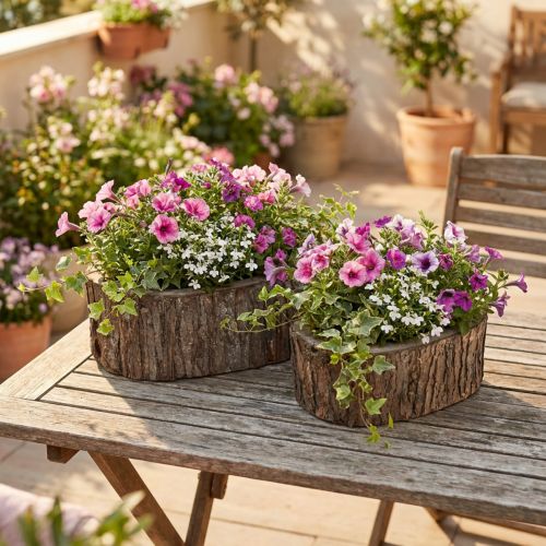 Plantekasse blomsterpotte trebark L23/29,5 cm sett med 2 | Floristik24.no