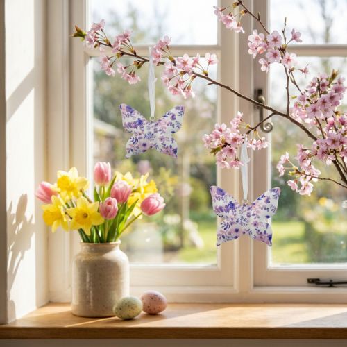 Deco sommerfugler metall deco henger lilla 12×10cm 3stk | Floristik24.no