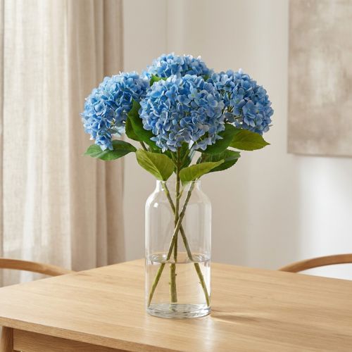 Kunstige blomster dekorasjon hortensia kunstblå 69cm | Floristik24.no