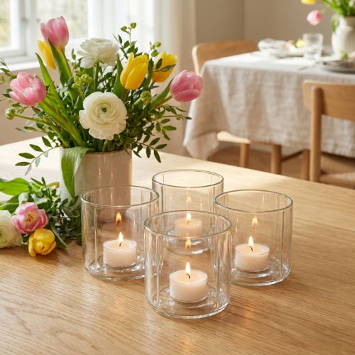 Lysholder glasslykt klar Ø9,5cm H9cm 6stk | Floristik24.no