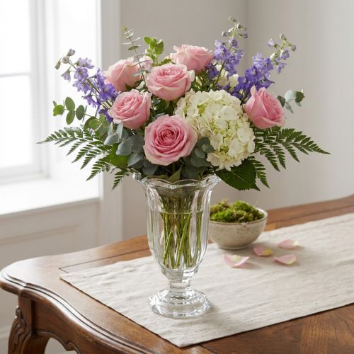 Glassvase med fotglass blomstervase Ø13,5cm H22cm | Floristik24.no