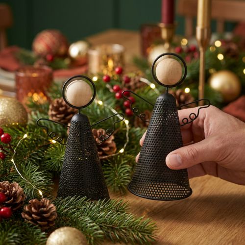 Engelfigur Julemetall Sort Natur 15,5cm 2stk | Floristik24.no