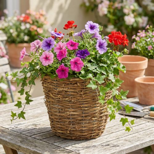 Kurv for vinranker Ø25 cm H22,5 cm naturlig plantekasse | Floristik24.no