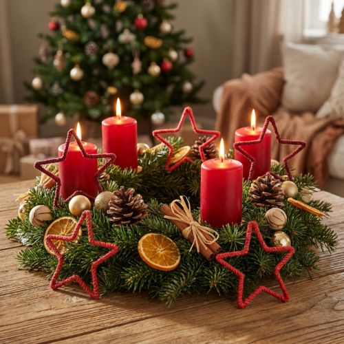 gjenstander Stjerner til adventskrans Julepynt juterød 15cm 8 stk