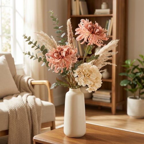 Krysantemum Rosa Laks Kunstig Ø13cm L72cm 2stk | Floristik24.no