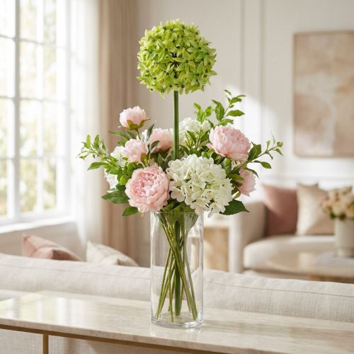 Prydløk Allium, silkeblomst, kunstig purregrønn Ø20cm L72cm | Floristik24.no