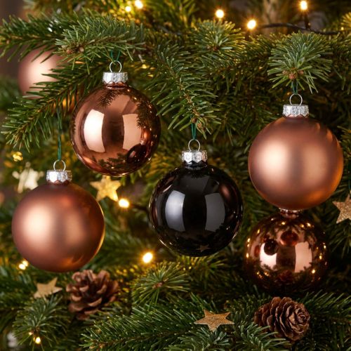 Julekuler sølv aprikos glasskuler Ø6cm 24 stk | Floristik24.no