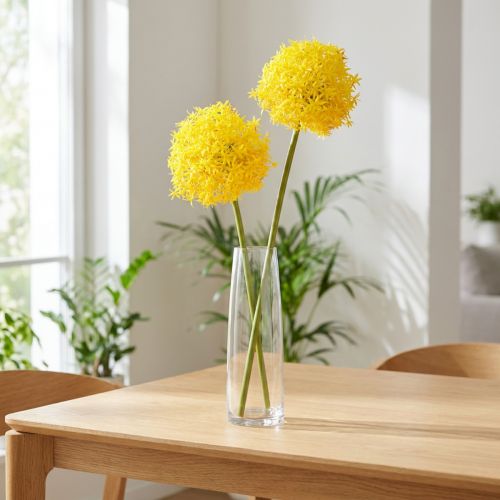 Allium Gul Blomst Kunstløk 80cm Ø14,5cm 2stk | Floristik24.no
