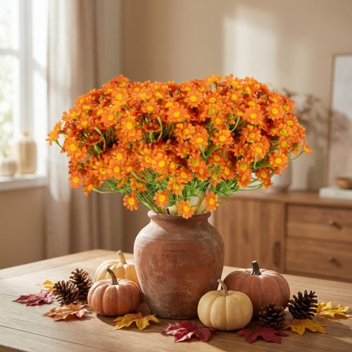 Kunstig blomsterbukett med kamille for stemningsfull sesongdekorasjon, 27 cm, 3 stk. | Floristik24.no