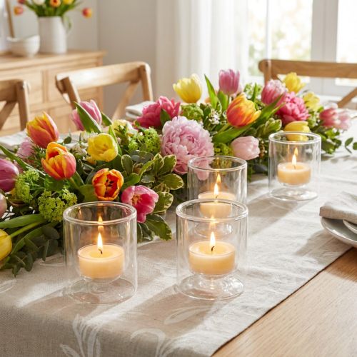 Telysholder Glasslykt Klar Ø7,5cm H8cm 4 stk | Floristik24.no
