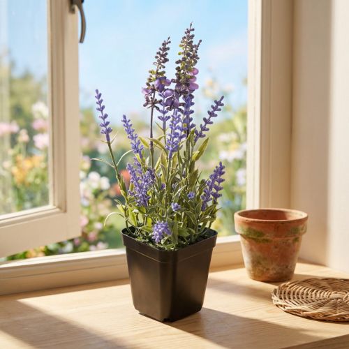 Kunstig lavendel i potteblomstrende kunstige planter 25cm | Floristik24.no