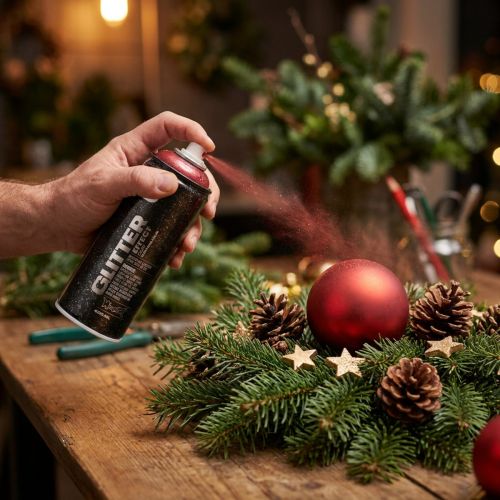 gjenstander Glitter Spray Rød Montana Glitter Spray Julerød 400ml