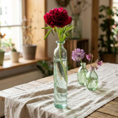 Flaskedekorasjonsvase, glass, klar/grønn, retro, Ø6,5 cm, H30 cm | Floristik24.no