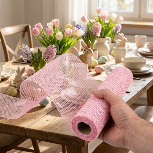 Bordløper jute jutebånd bordbånd lys rosa 30cm 5m | Floristik24.no