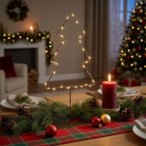 LED-juletre, batteridrevet, til innendørs borddekorasjon, 47 cm | Floristik24.no