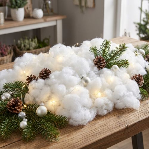 gjenstander Dekorative snø snøfnugg bomullsull vinterhvit 200g
