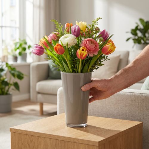 Vase "Fizzy" Ø13,5cm H20cm platinagrå 1 stk | Floristik24.no