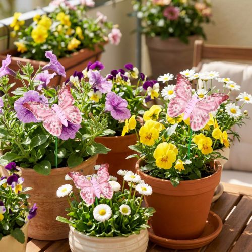 Sommerfugl dekorativ plugg tre rosa rosa 8x5,5cm 18 stk | Floristik24.no