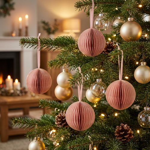 Julekuler i honningkake-stil, aprikosrosa, 7 cm, 4 stk., dekorasjon | Floristik24.no