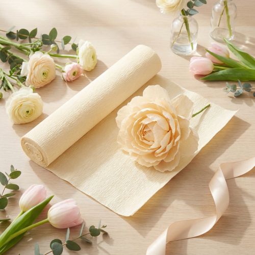 Blomsterkreppapir, champagnefarget, 50 x 250 cm, 5 stk. | Floristik24.no