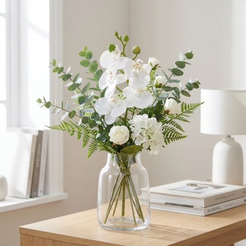 Hvit kunstig orkidé Phalaenopsis Real Touch 32cm | Floristik24.no