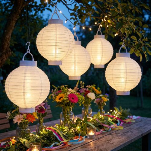 Lantern LED med solcelle 20cm hvit | Floristik24.no