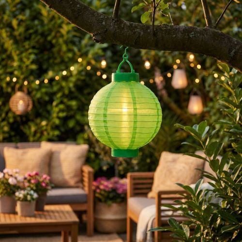 Lampion LED med solcelle 20cm grønn | Floristik24.no