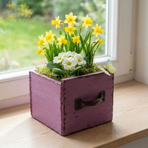 Planteskuff dekorativ plantekasse i tre lilla 12,5cm | Floristik24.no