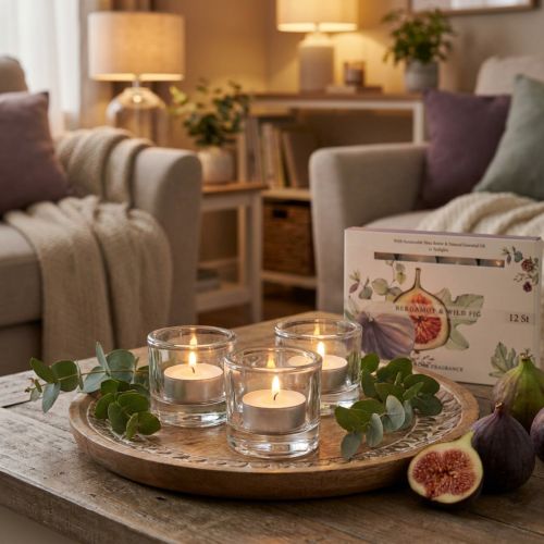 Duftlys bergamot villfiken telys Ø3,5cm 12 stk | Floristik24.no