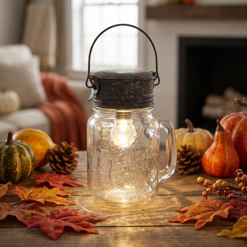 Dekorativt drikkeglass med LED-lampe Ø8cm H16cm | Floristik24.no