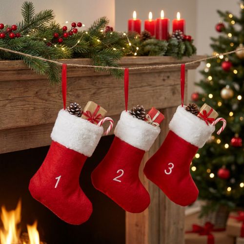 Adventskalender for fylling av støvler filt rød hvit 155cm | Floristik24.no