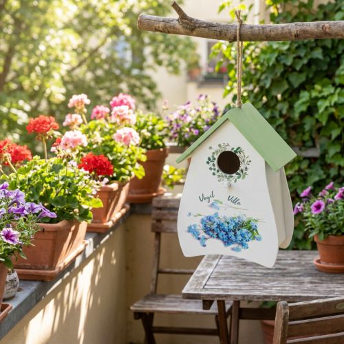 gjenstander Fuglehus for stilige rom med blomsterdesign og nostalgisk preg 21 cm