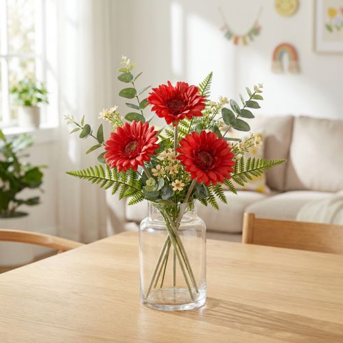 Kunstige blomster Gerbera Rød 45cm | Floristik24.no