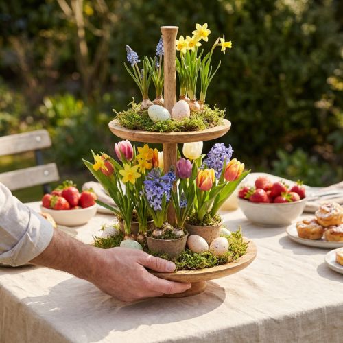 gjenstander Kakestativ tredekor 2-lags naturrund Ø31/20cm H45cm