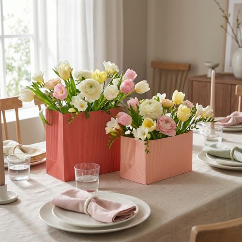 gjenstander Blomsterpose ekstra lang med folie lakserosa 24x12cm 6 stk