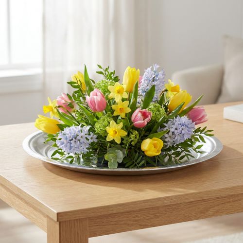Dekorativ plate metall sølv skinnende Ø36cm H3cm | Floristik24.no